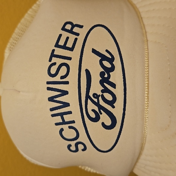 VINTAGE SCHWISTER FORD CAP HAT CAP TRUCKER 1980s white blue adjustable str… - Picture 2 of 8